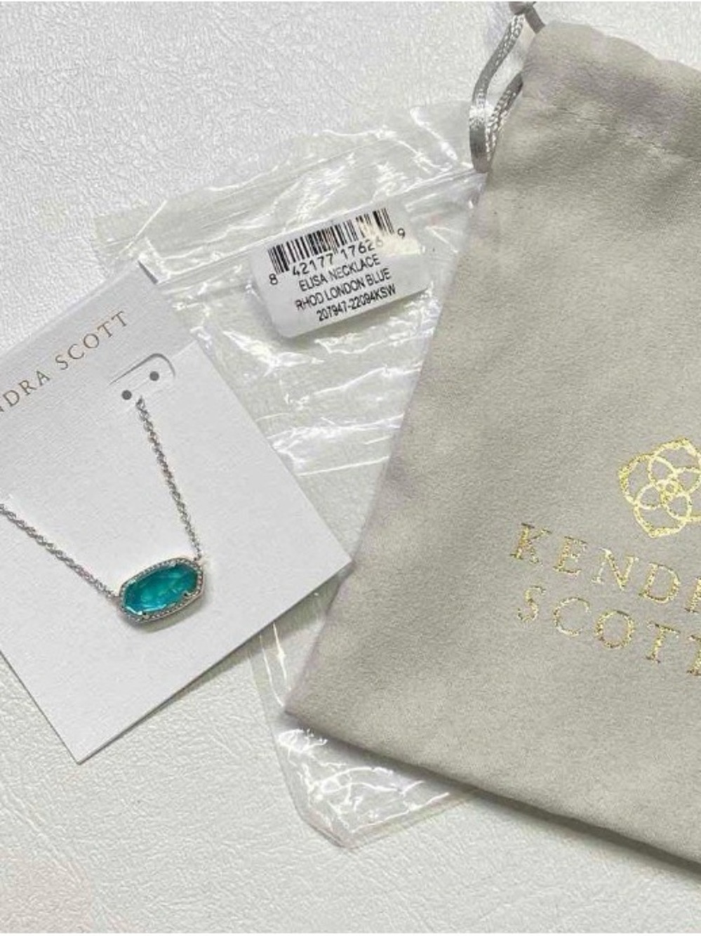 Kendra Scott Elisa London Blue Glass Stone Necklace with Branded Pouch NWT 2473 - Picture 2 of 6
